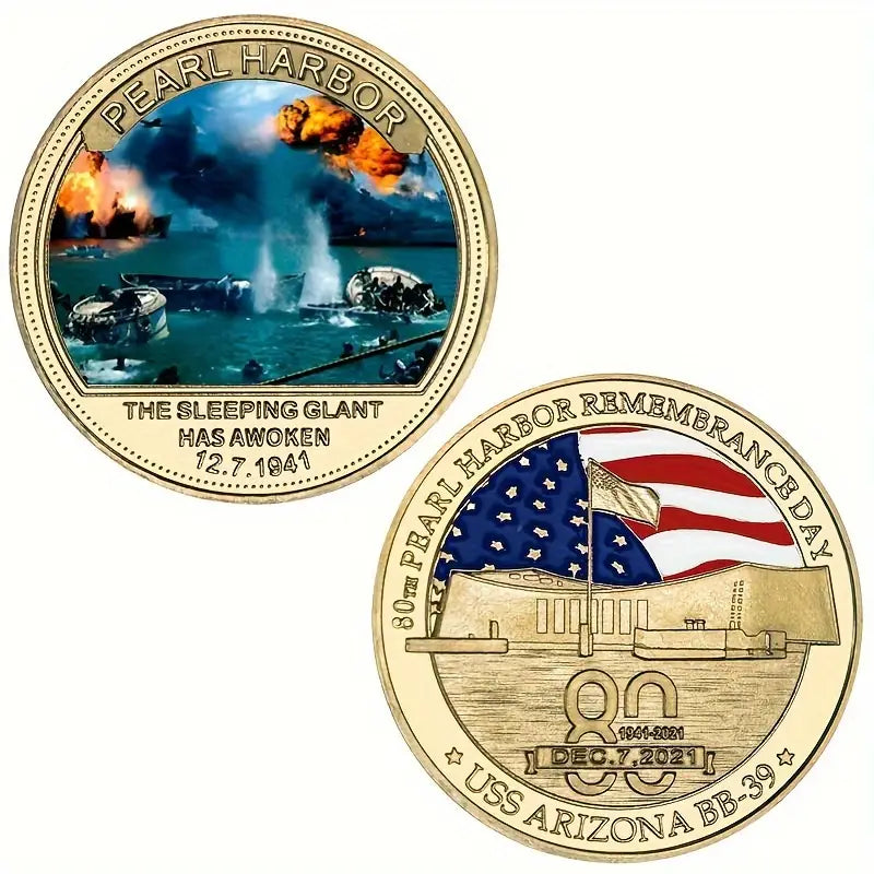 5pcs Pearl Harbor Metal Zinc Alloy Commemorative Coin