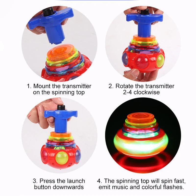 UFO Music Flashing Spinners Toy With Launcher