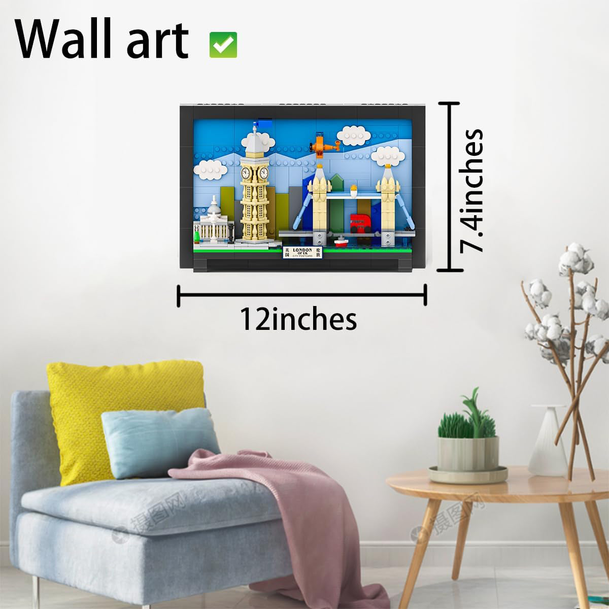 Wall Art Building Blocks Set,3D Postcard Collection Gift For Adult And Kid