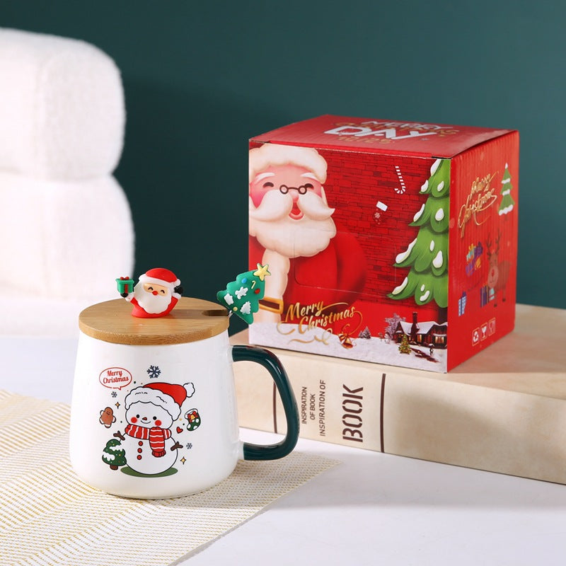 Christmas Ceramic Mug, Christmas Coffee Mug Santa Mug, Gift Box Ceramic Mug And Spoon Set