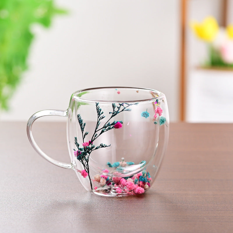 Floral Fusion: Double Wall Glass Cups