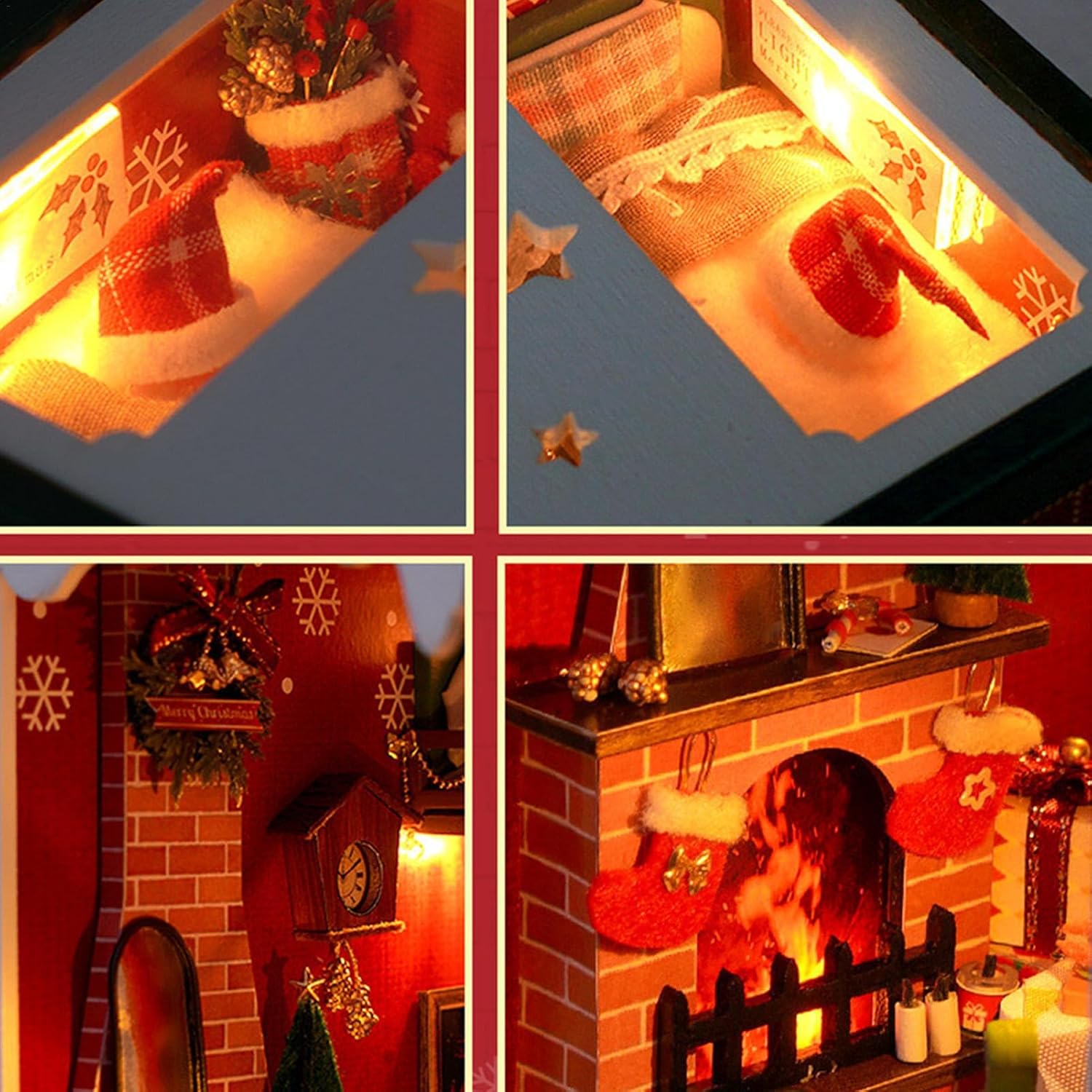 DIY Christmas 3D Wooden Miniature Book Nook House Kit