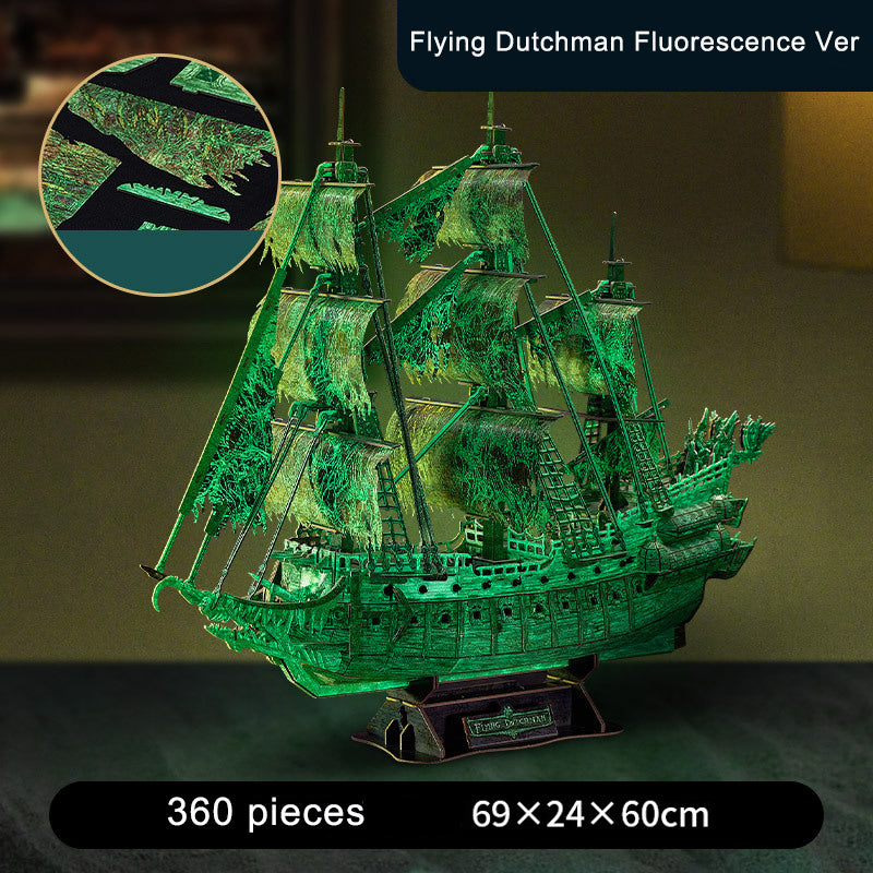 3D Puzzle Flying Dutchman LED And Fluorescence Ver., Craft, No Glue Tools Required