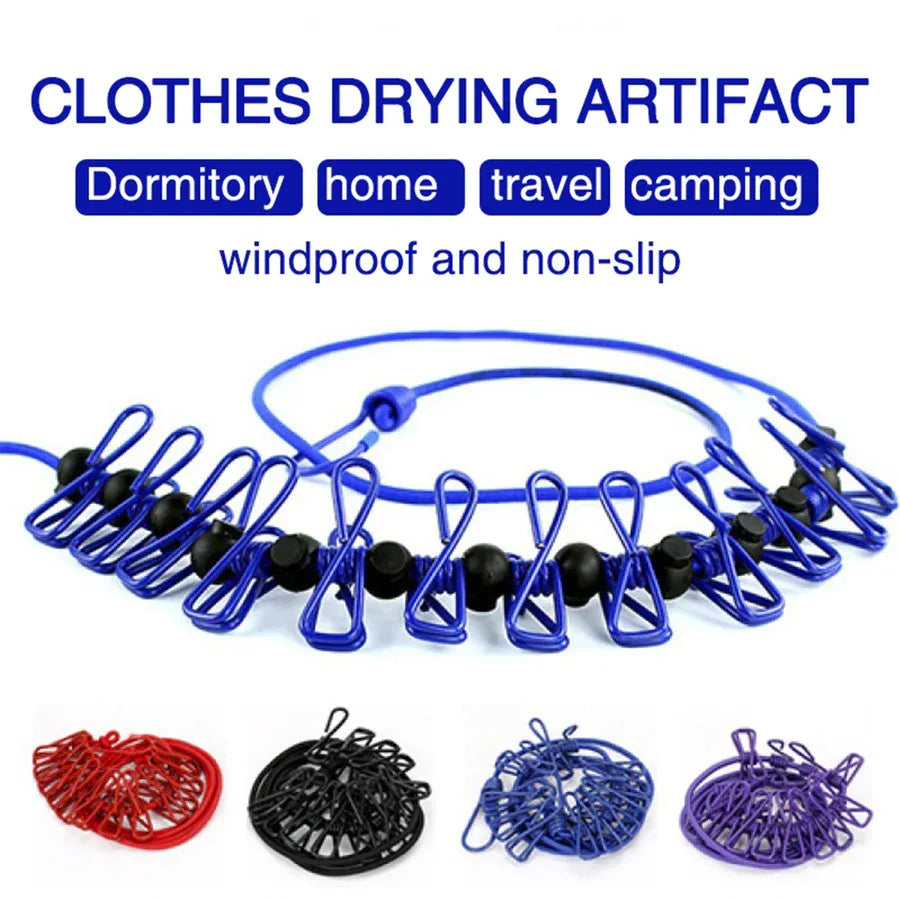 Portable Travel Clothesline With Clips