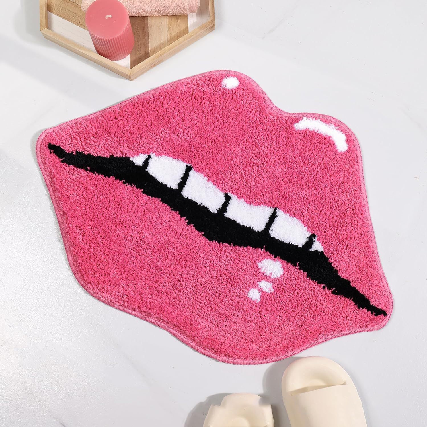 Red Lips Shape Rug Cute Lips Bath Mat Door Mat Bathroom Rugs And Mat For Bathroom Decor Non Slip Plush Microfiber