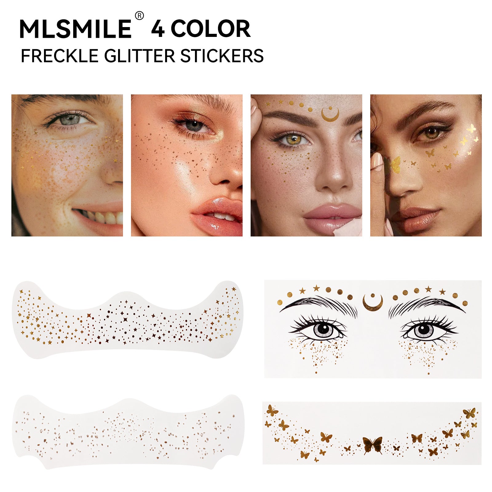 Waterproof Metallic Glitter Face Tattoo Stickers For Glitter Effect Shows And Makeup Stickers