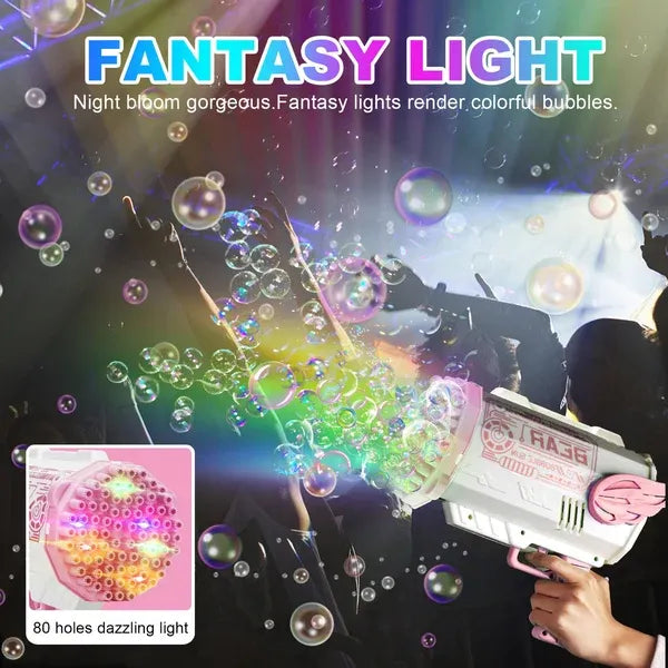 80-Hole Bubble Gun Angel Wing Style With Colorful Led Lights