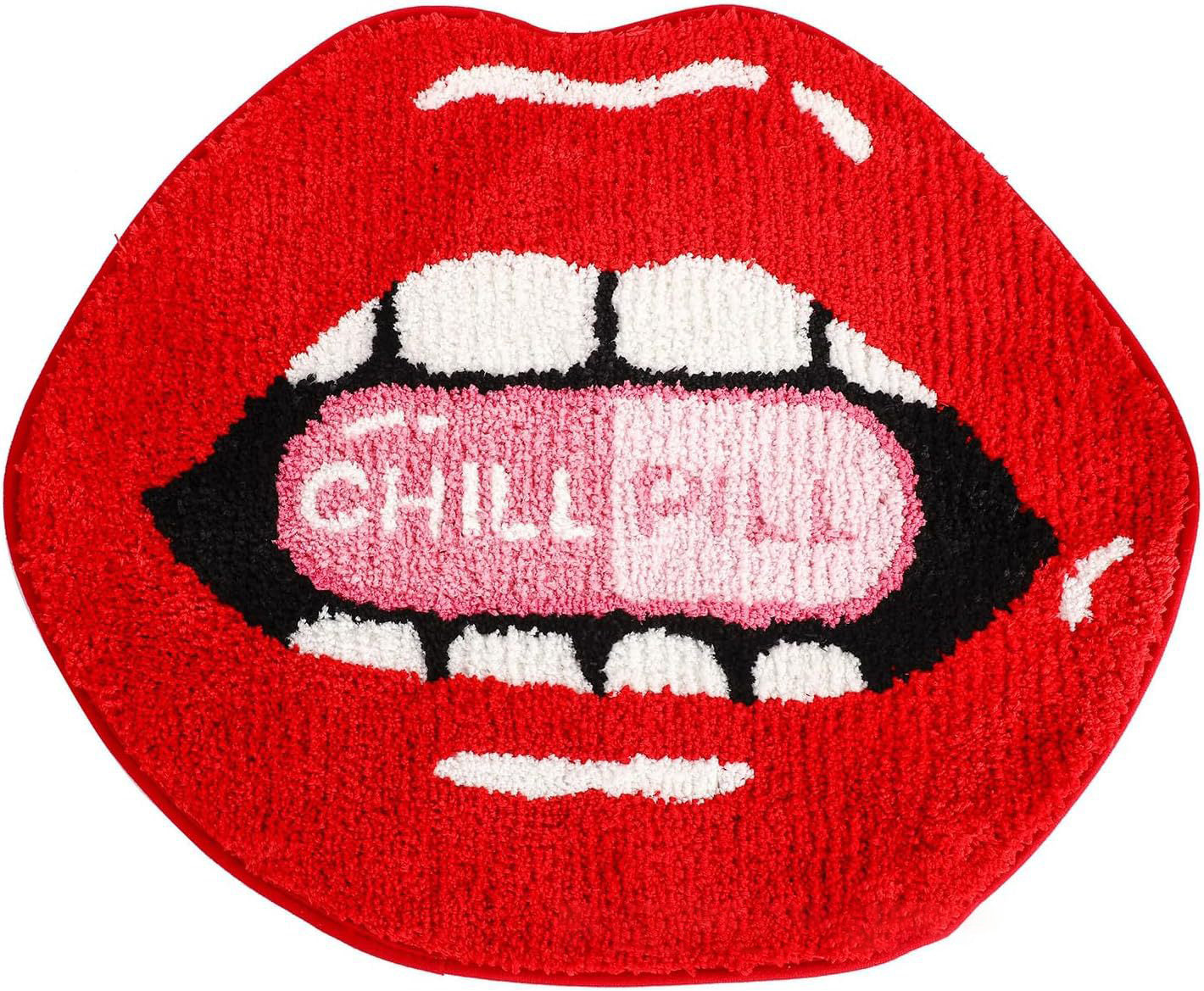 Red Lips Shape Rug Cute Lips Bath Mat Door Mat Bathroom Rugs And Mat For Bathroom Decor Non Slip Plush Microfiber