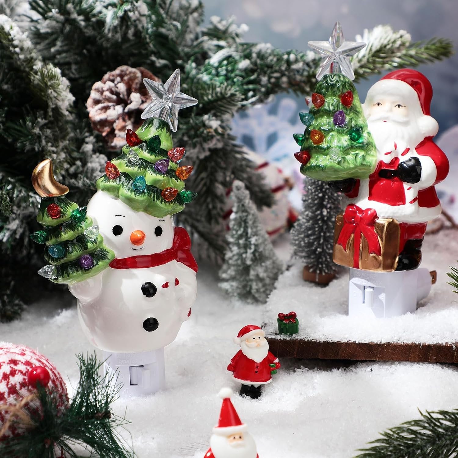 🎅⛄Ceramic Santa And Snowman LED Night Light