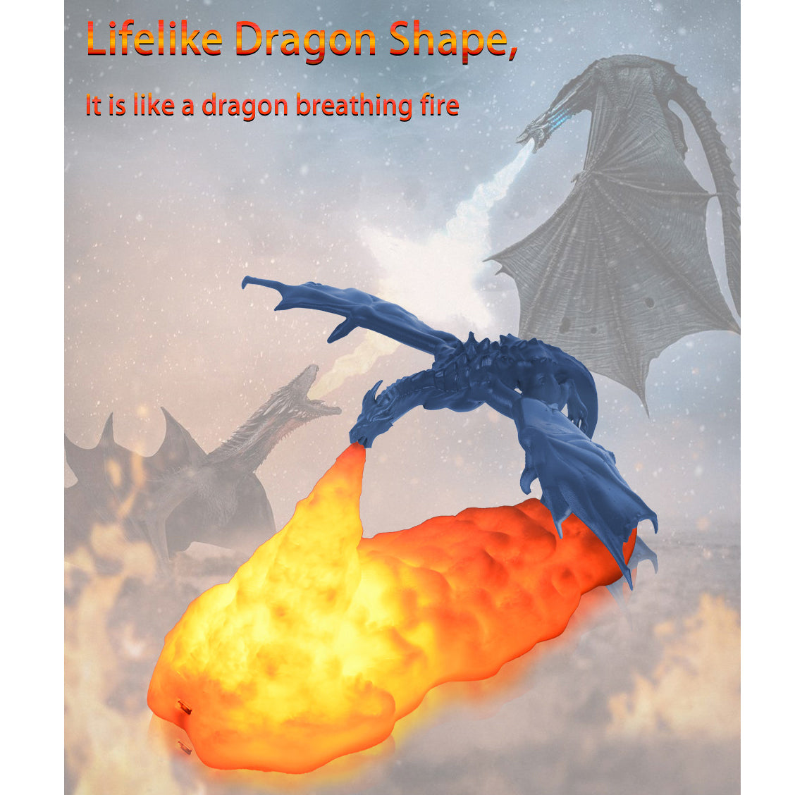 3D Printing Fire Dragon Novel And Exotic Gift Creative Product Decoration Led Night Light