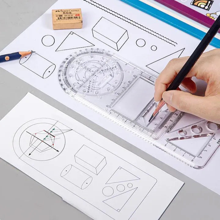 📐📏Multifunctional Student Math Ruler