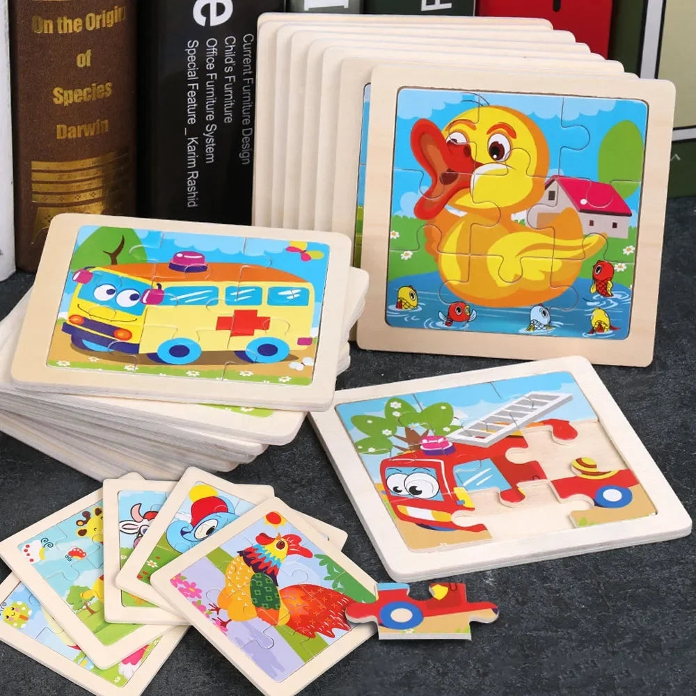 Wood Puzzle With Cute Animals Jigsaw Puzzle Educational Toy Puzzle For Kids