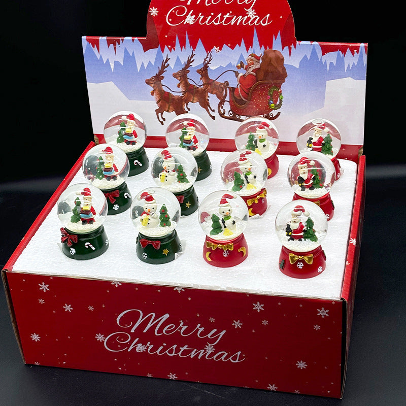 Santa Claus Snowman Crystal Glass Ball Gift Box