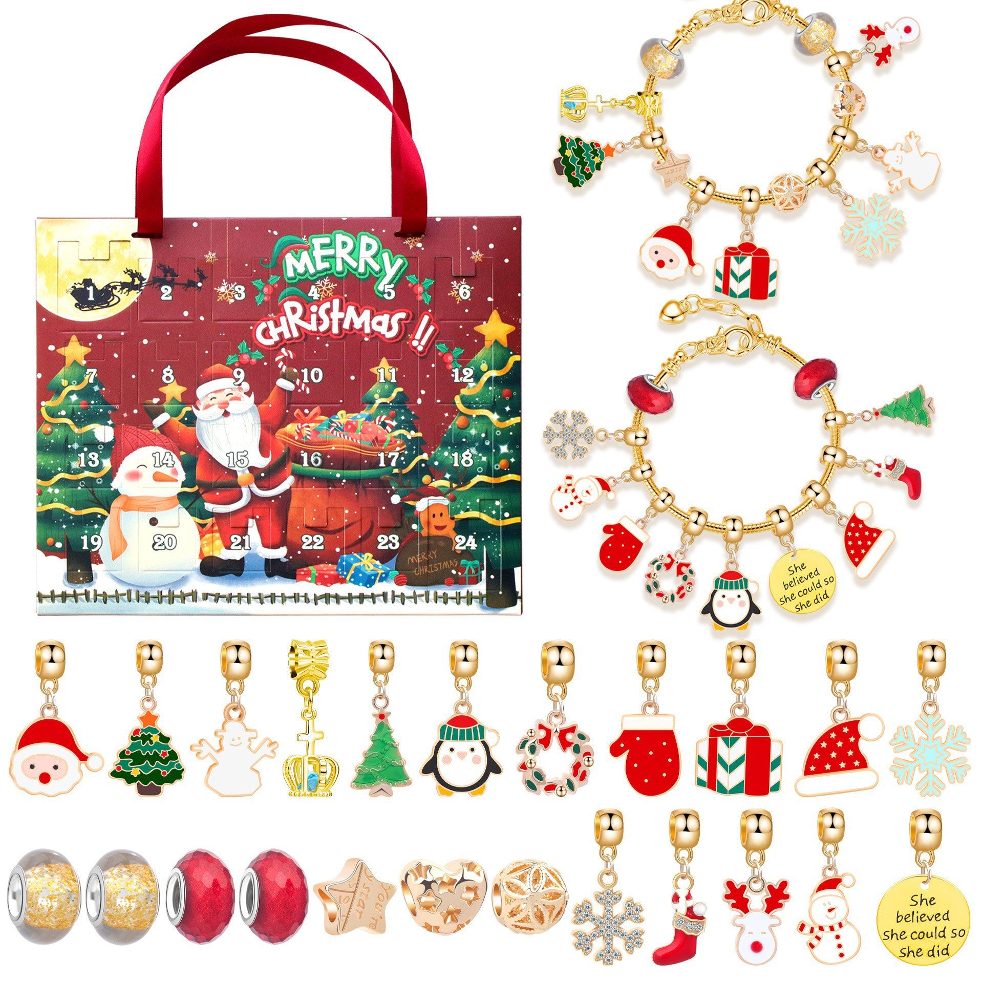 🎅🎄24-Pocket Christmas Puzzle DIY Jewelery Gift Set