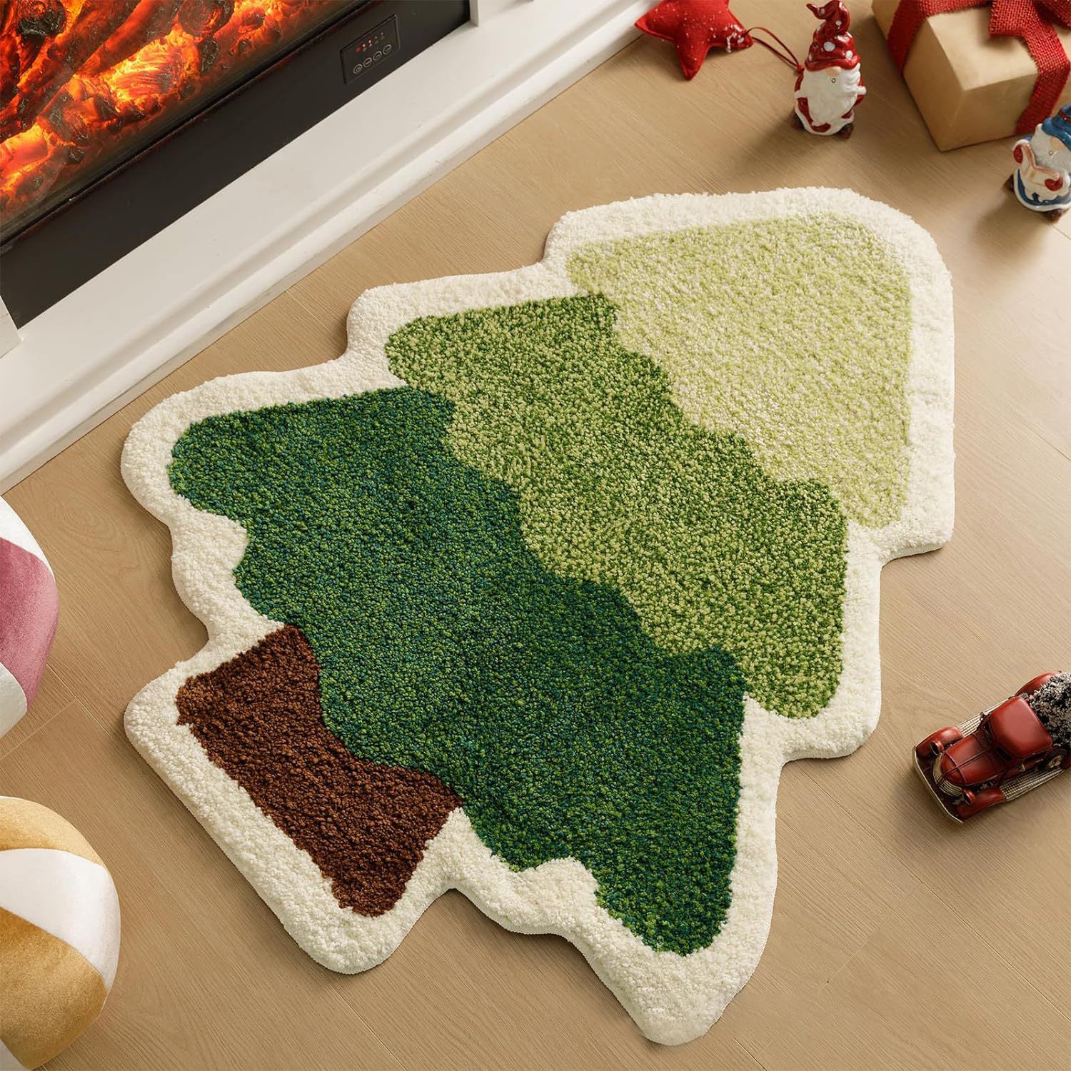 Christmas Tree Bathroom Rugs Living Room Absorbent Washable Bath Mat Shower Non-Slip Soft Thick Durable Bathtub Carpet