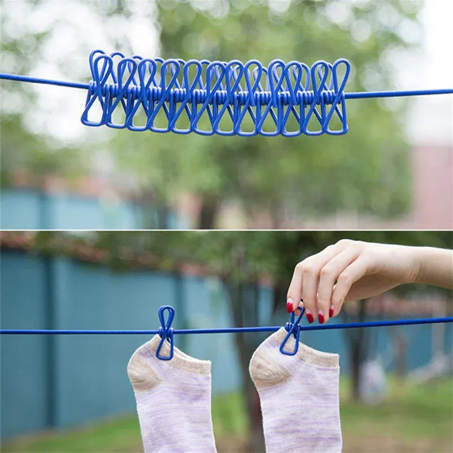 Portable Travel Clothesline With Clips