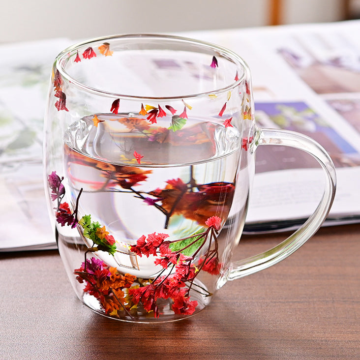 Floral Fusion: Double Wall Glass Cups