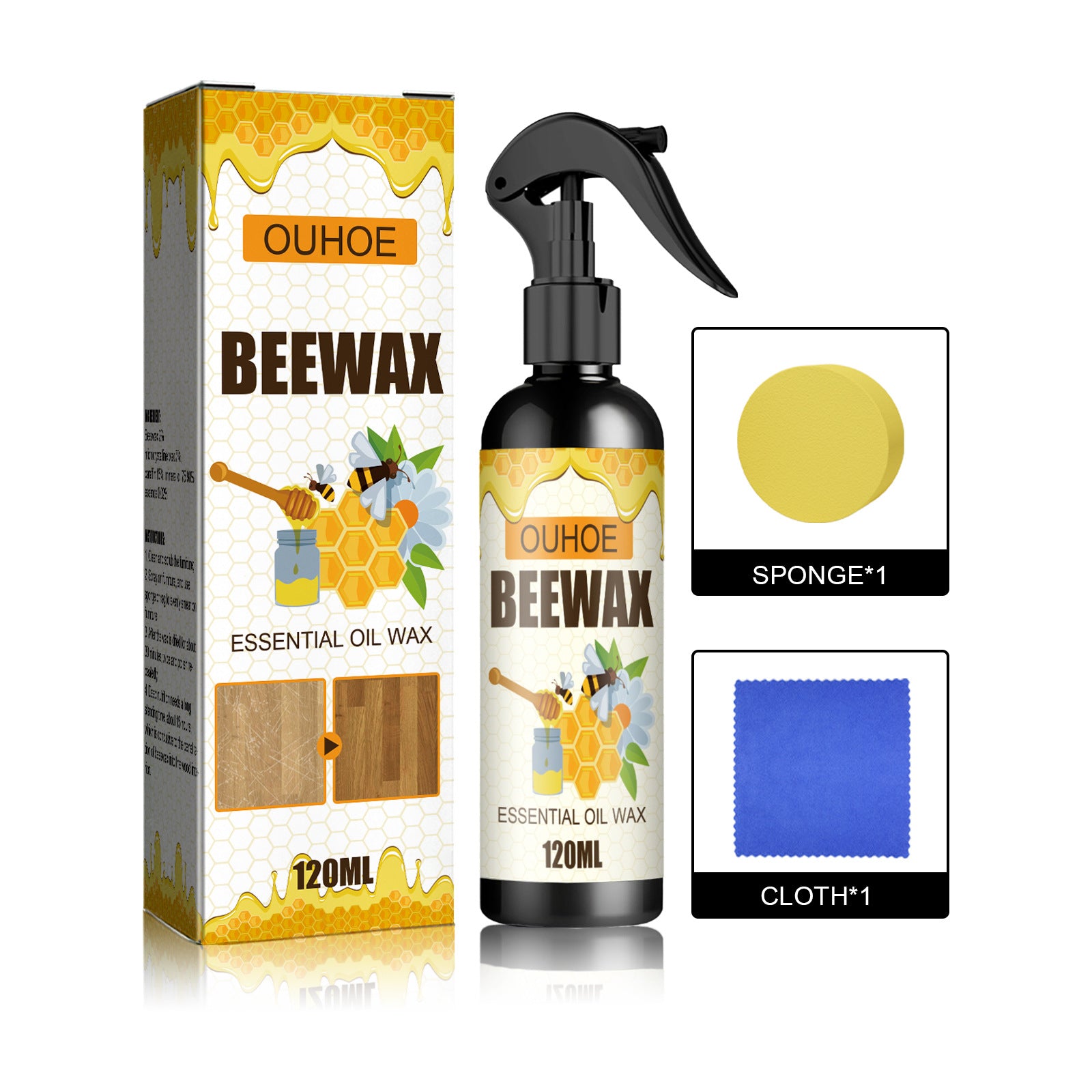 Furniture Polish Beeswax Spray - Natural Micro-Molecularized Beeswax Spray, Wood Cleaner And Polish