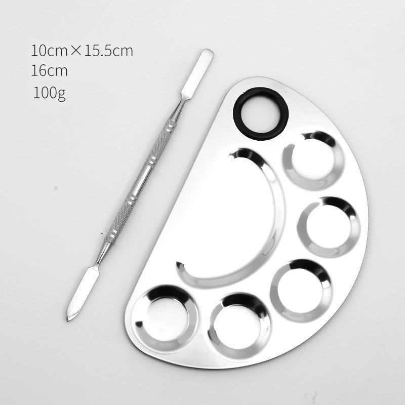 Stainless Steel Metal Makeup Mixing Palette, With Spatula