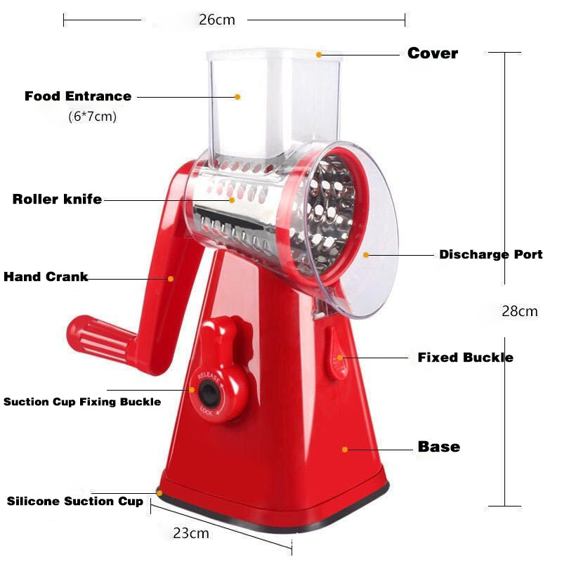 3 In 1 Shredder Grater Rotary With Handle