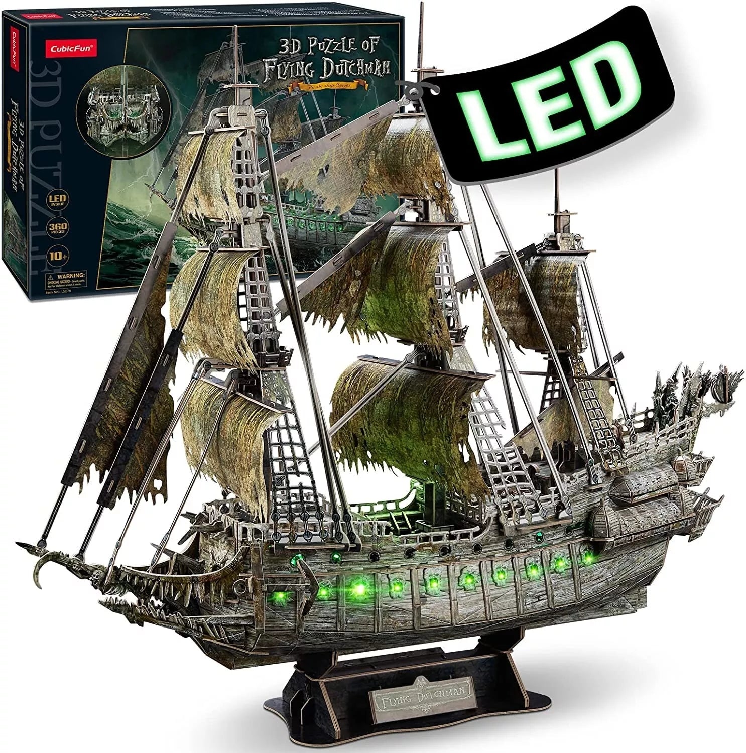 3D Puzzle Flying Dutchman LED And Fluorescence Ver., Craft, No Glue Tools Required